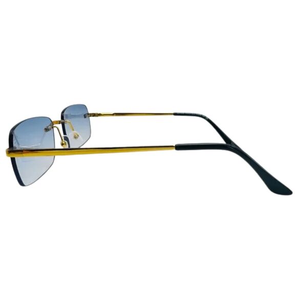 7013 | Blue Rimless Lens Rectangle Sunglasses - Picture 3 of 5